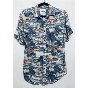 Paper Denim & Cloth Hawaiian Camp Shirt Palm Tree Beach Mens Size Small